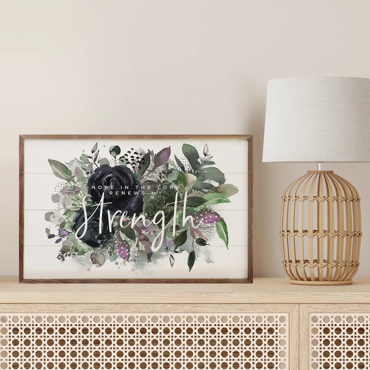 Strength Watercolor Florals | Wall Art