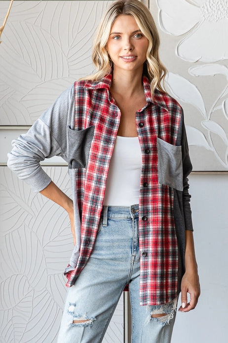 Plaid Button Up | Red &amp; Grey