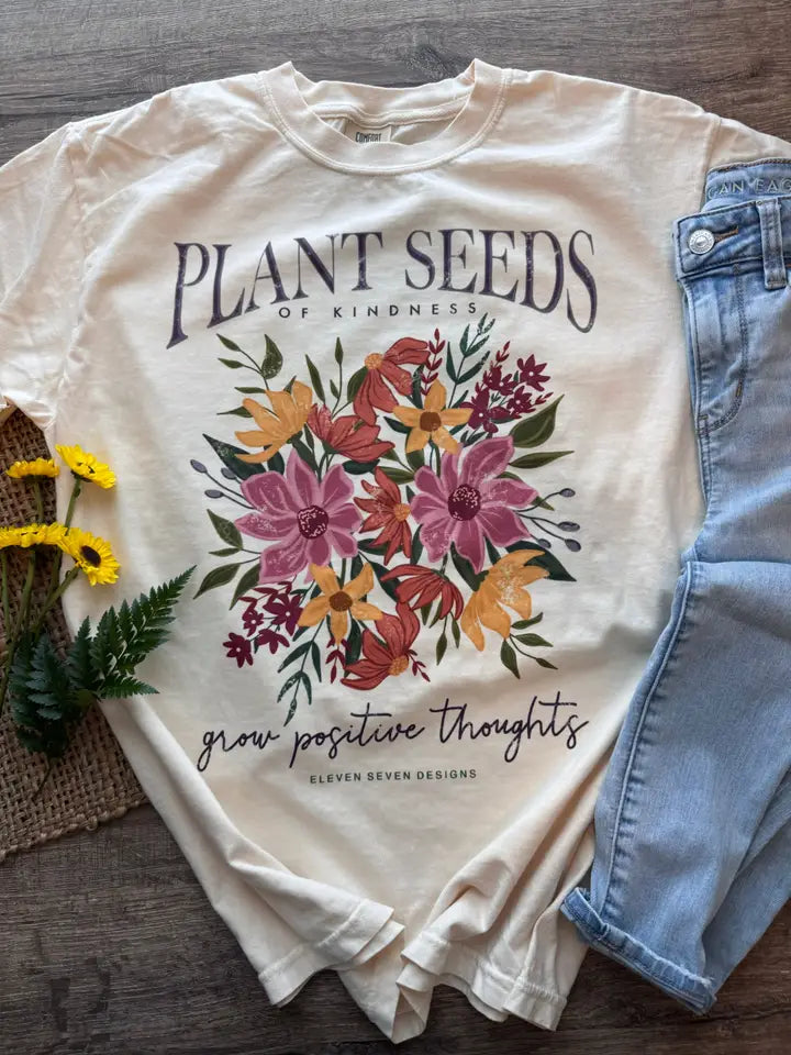 Grow Positive Thoughts Shirt Flowers T-Shirt Grow Positive Thoughts Shirt Flowers T-Shirt