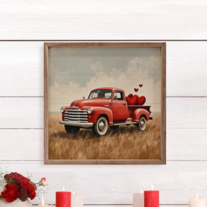 Loads of Hearts | Red Truck | Wall Art