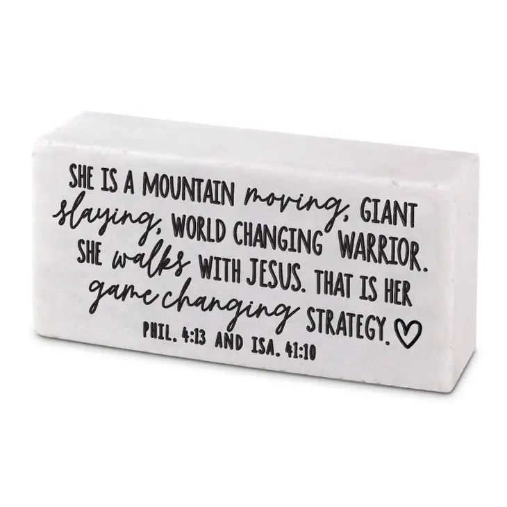 She Moves Mountains | Scripture Stone Block