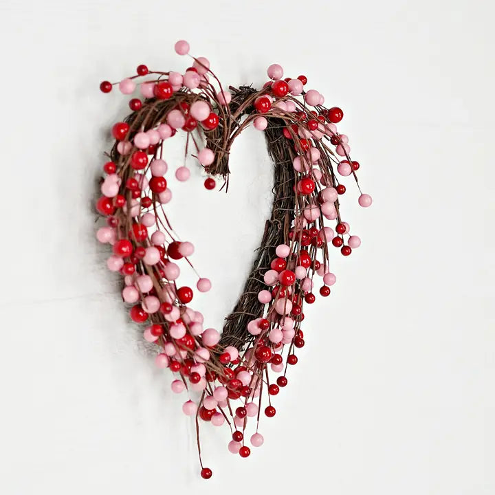 Twigs &amp; Berries Heart Wreath | Red &amp; Pink