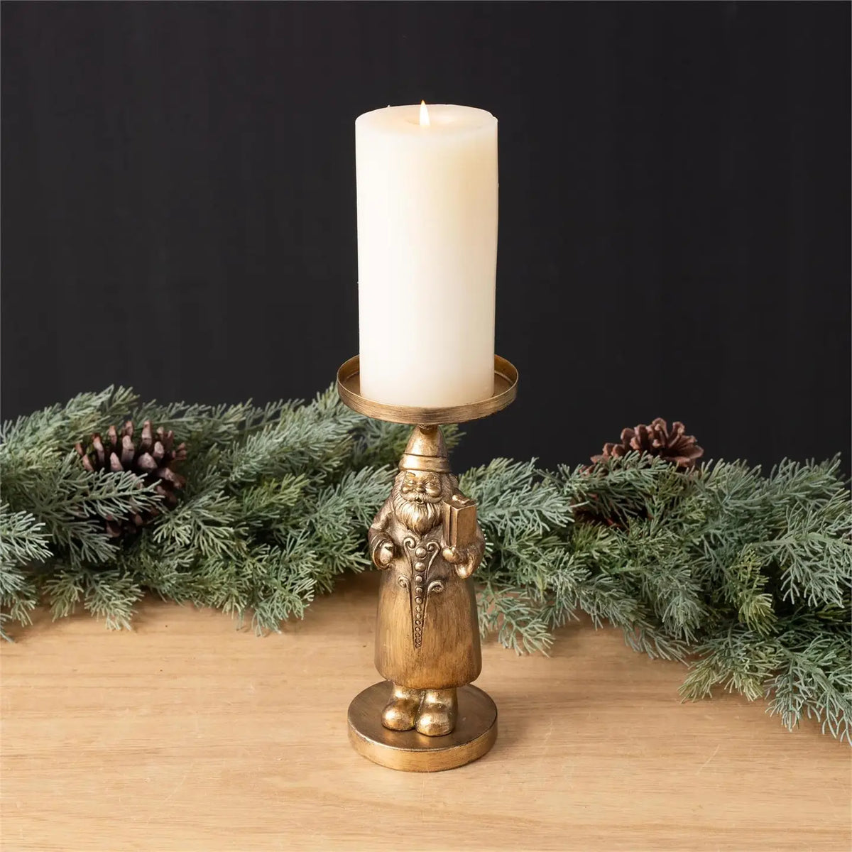 Santa Candle Holder | Gold Finish