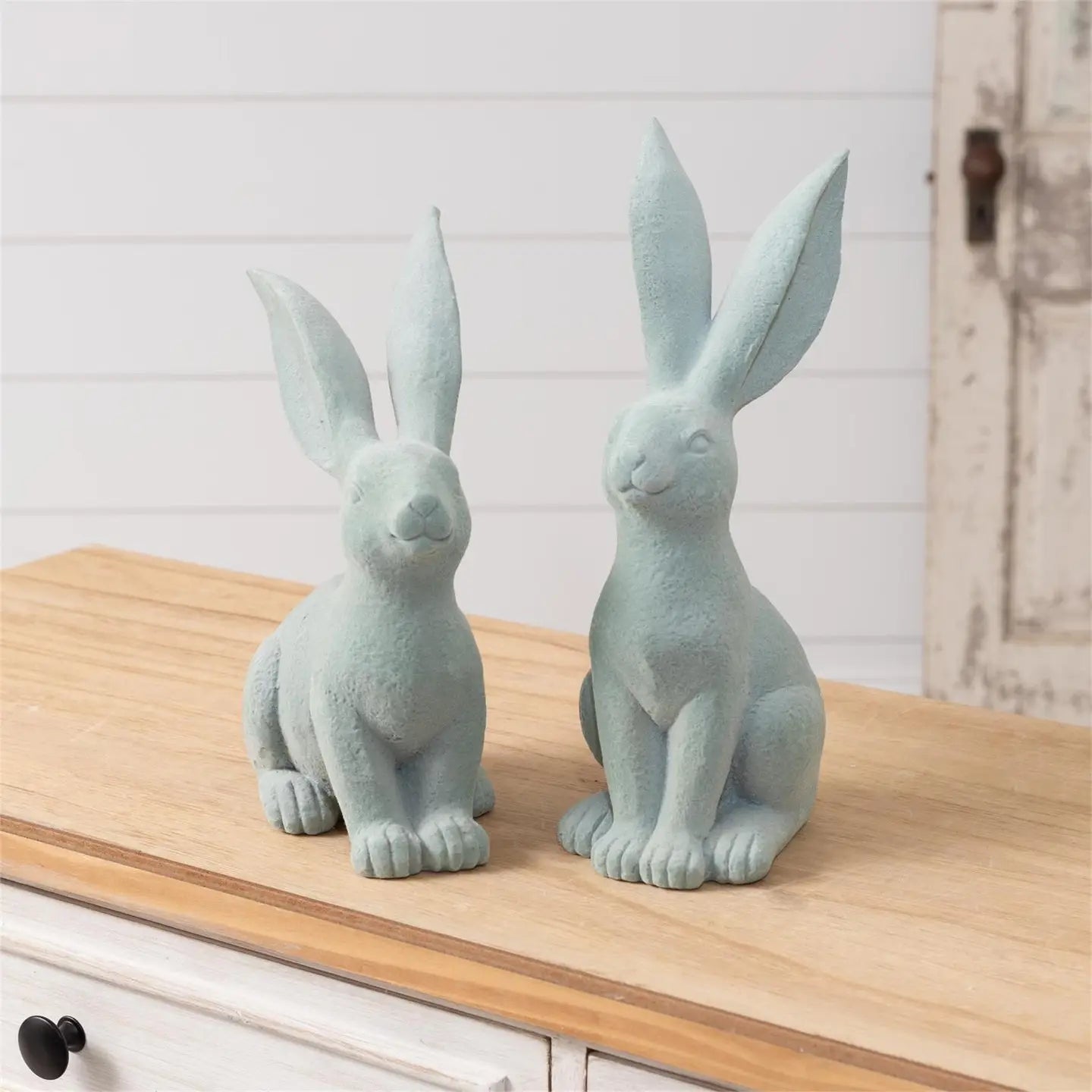Flocked Garden Bunny | Aqua