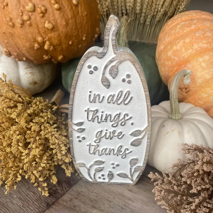 Give Thanks Carved Pumpkin | 8.5&quot;