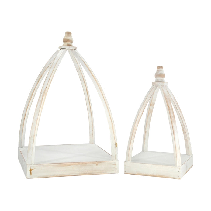 Wood Cloche | Distressed White