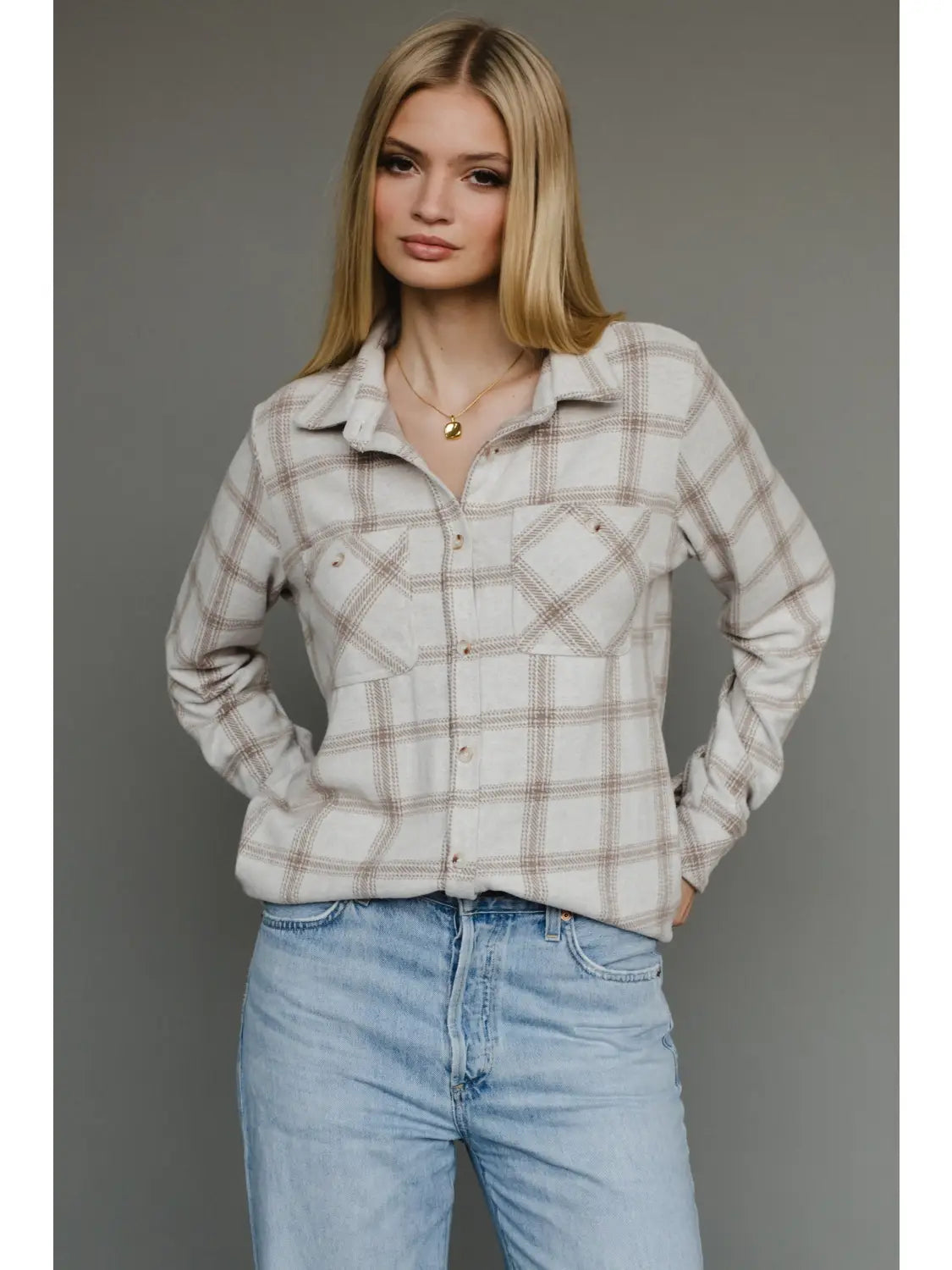 Plaid Button Up | Light Tan