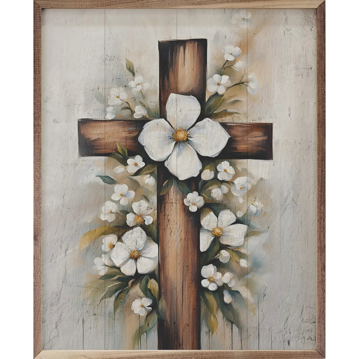 Cross with Flowers | Wall Art