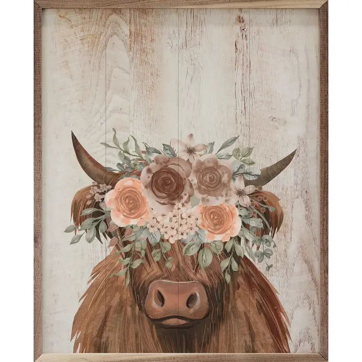 Floral Highland Cow | Wall Art