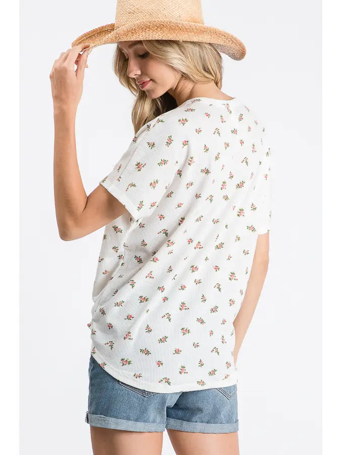 Ivory Floral Button Front Top