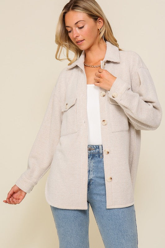 Soft, Brushed Waffle Button Up | Oatmeal