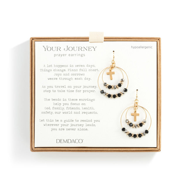 Your Journey Beaded Prayer Earrings | Black