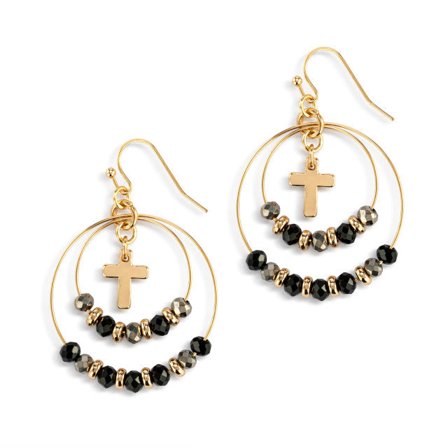 Your Journey Beaded Prayer Earrings | Black