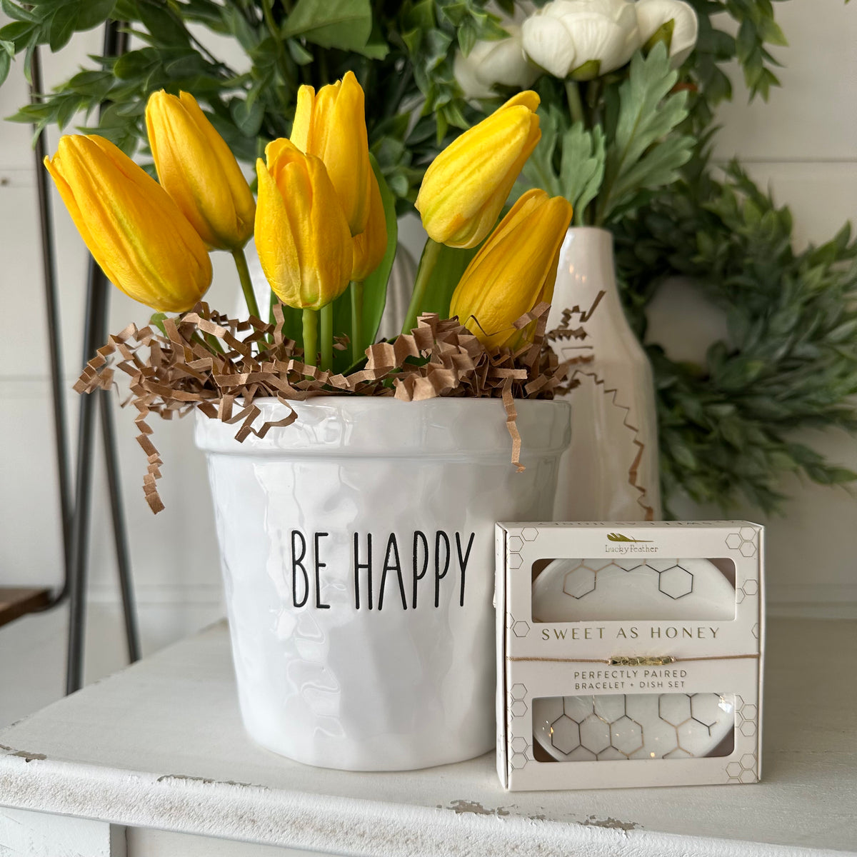 Be Happy Planter &amp; Sweet Honey Bracelet {Gift Box}