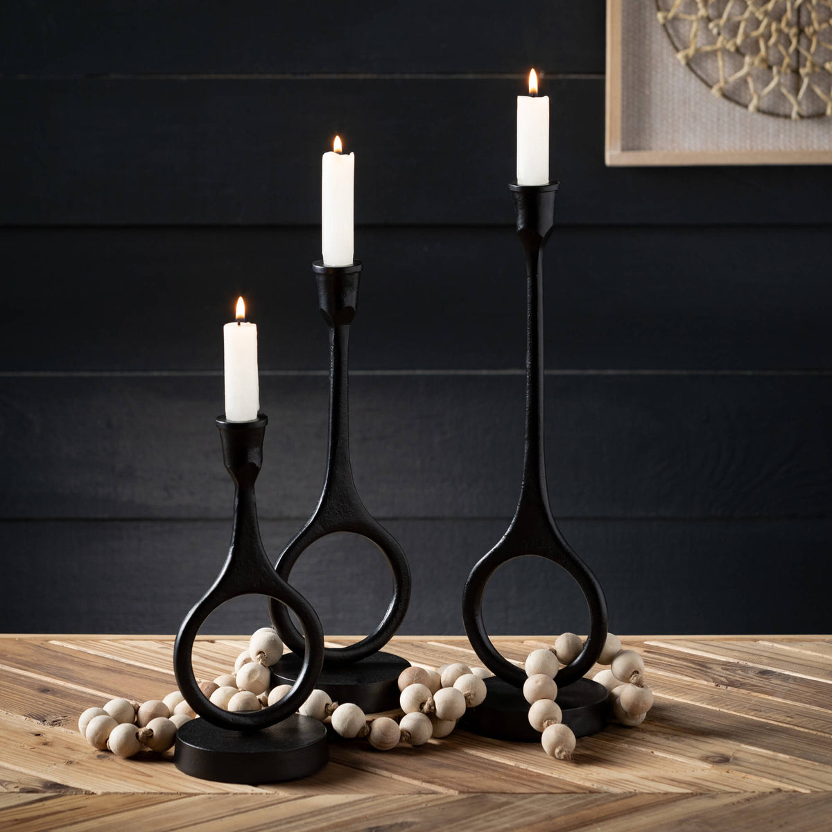 Circular Taper Candle Holder | Forged Black Metal