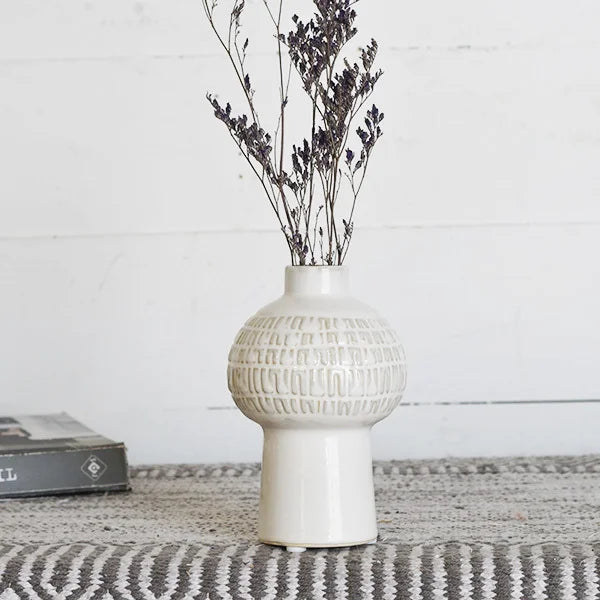 White Check Vase | 6-7.75"