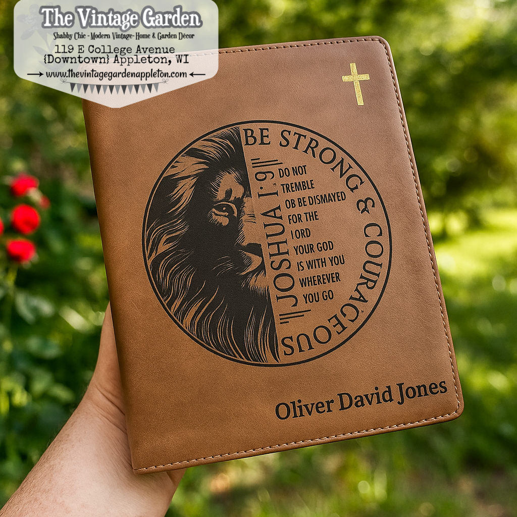 Be Strong &amp; Courageous | Joshua 1:9 | NIV Bible | Custom Engraved