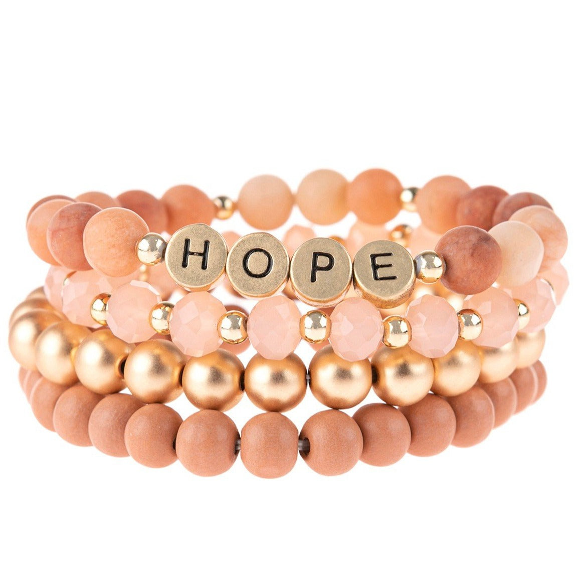Hope | Bead Stack Bracelet | Peach