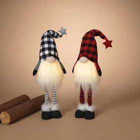 Buffalo Check Standing Gnome | Lighted | 27&quot;