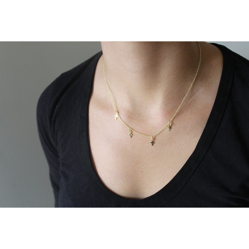 Cross Dangle Necklace | Gold or Silver