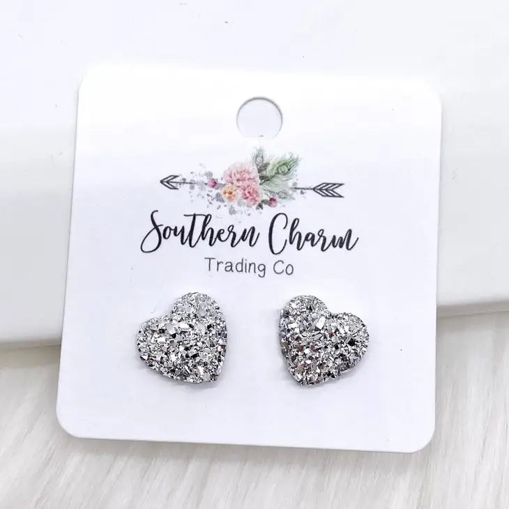 Sparkle Hearts | Silver | Earrings