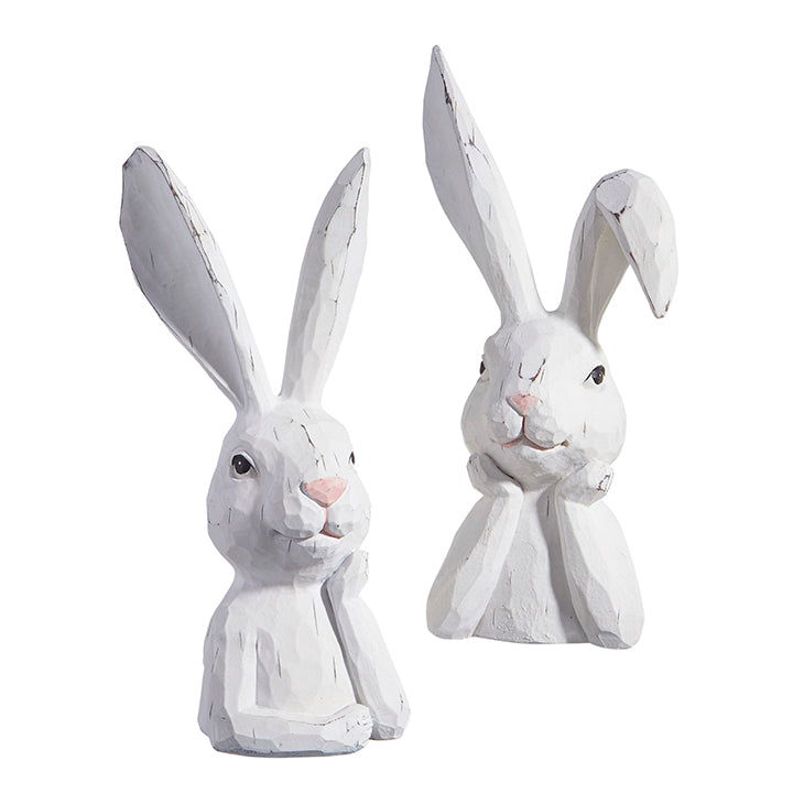 Thinking Bunny Bust | White | 10.25&quot;