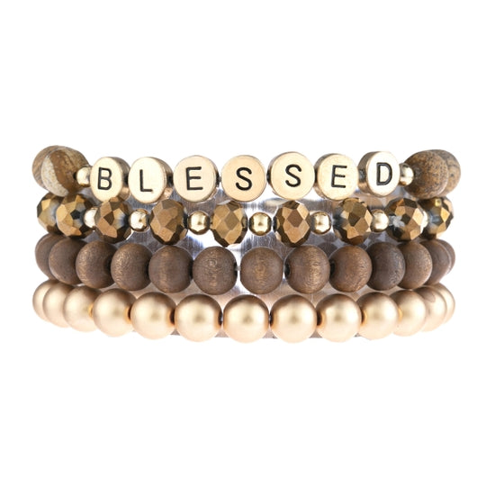 Blessed | Bead Stack Bracelet | Brown