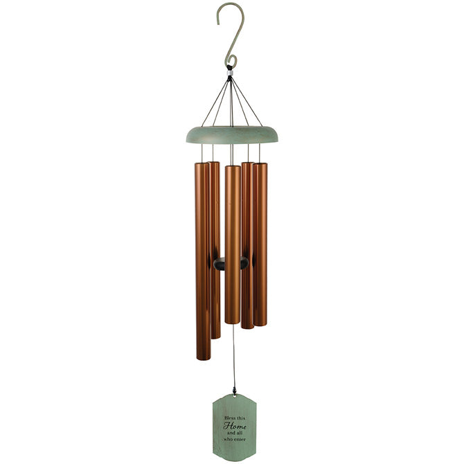 Bless This Home | Patina Sentiment Wind Chime | 38&quot;