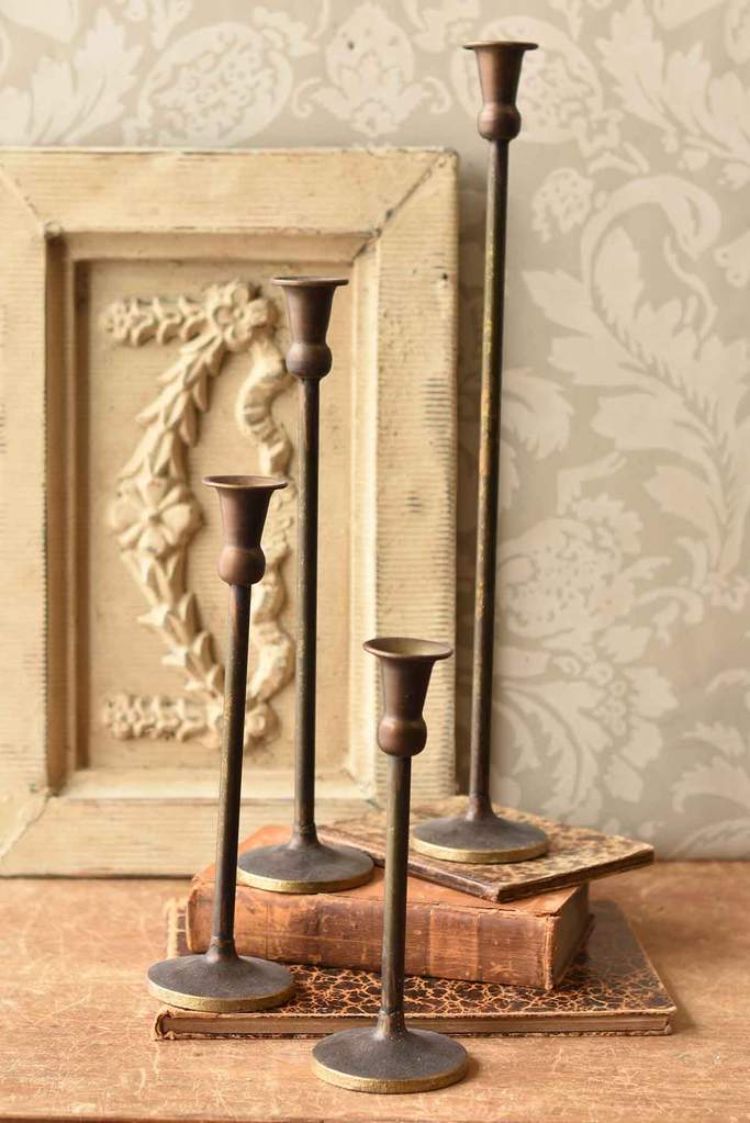 Maglia Taper Candle Holder | Antique Brass