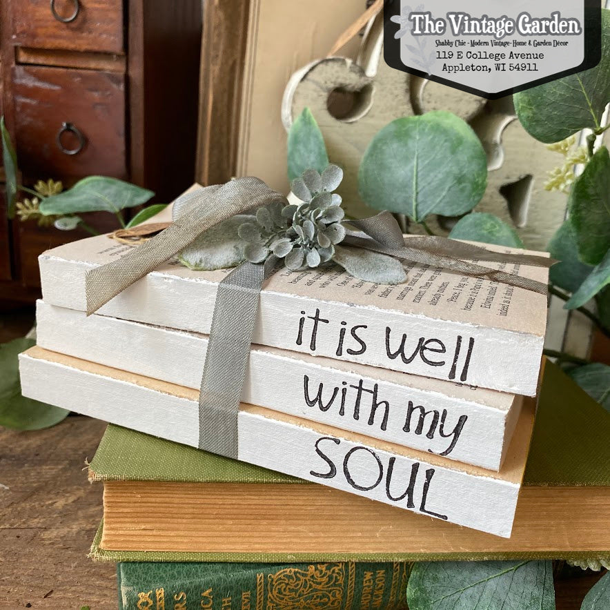 It Is Well With My Soul | Handstamped Book Stack