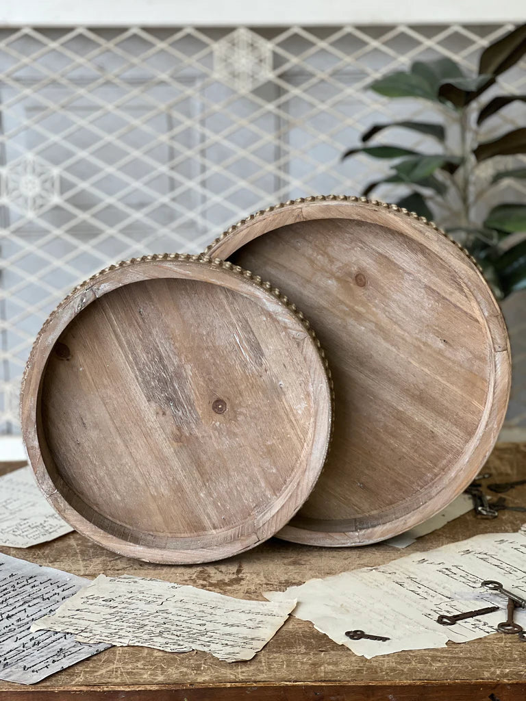 Beaded Wood Tray | Natural Wood