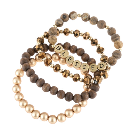 Blessed | Bead Stack Bracelet | Brown