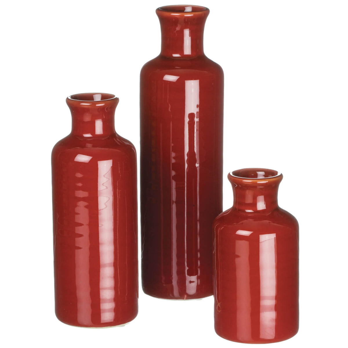 Red Ceramic Bottle Vase | 5-9.5&quot;
