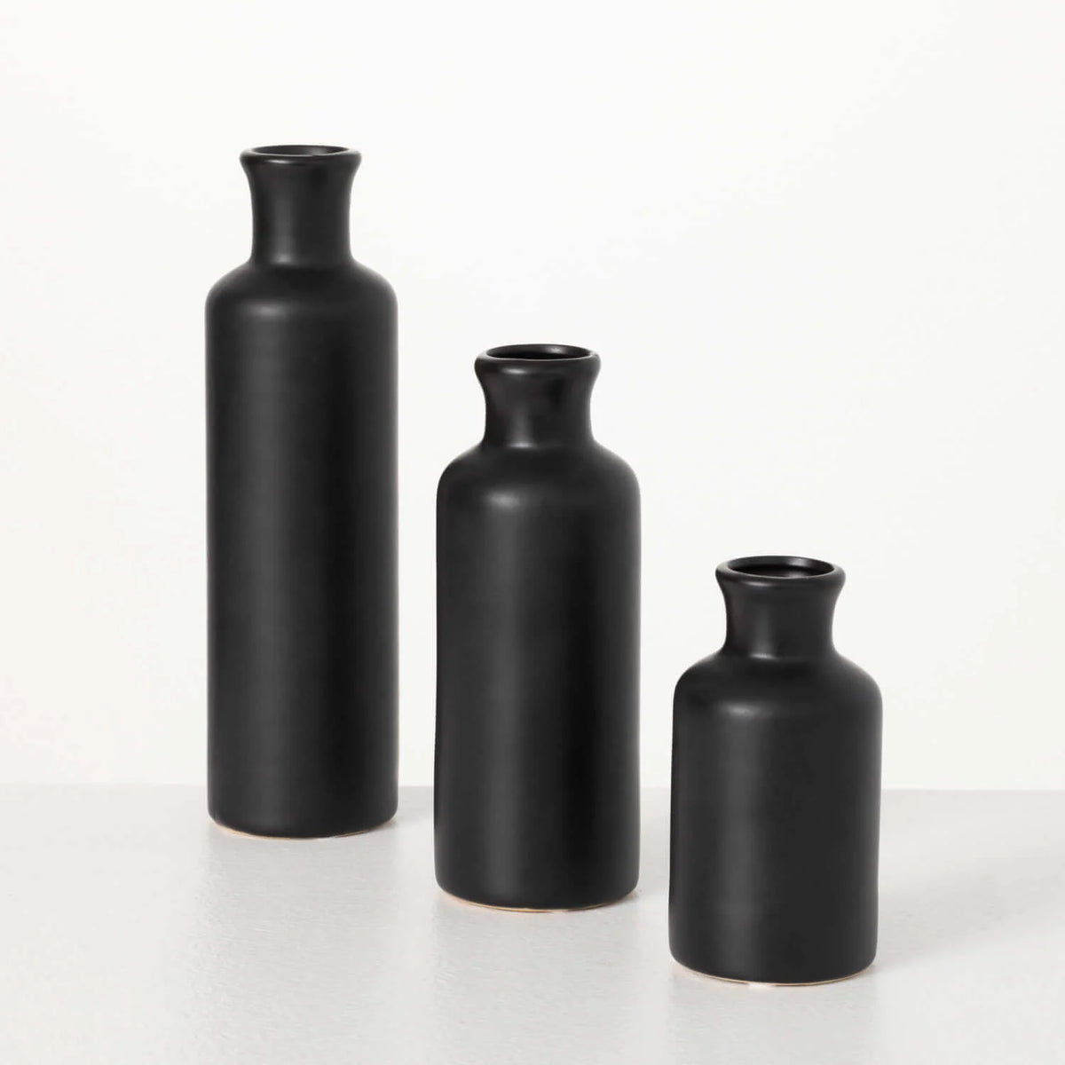 Matte Black Bottle Vase | 5-7&quot;