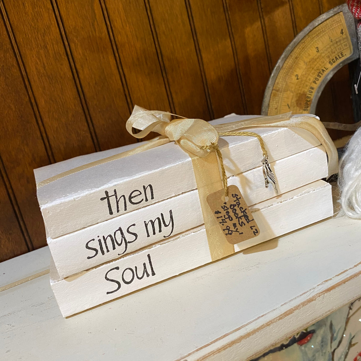 Then Sings My Soul | Handstamped Stacked Books