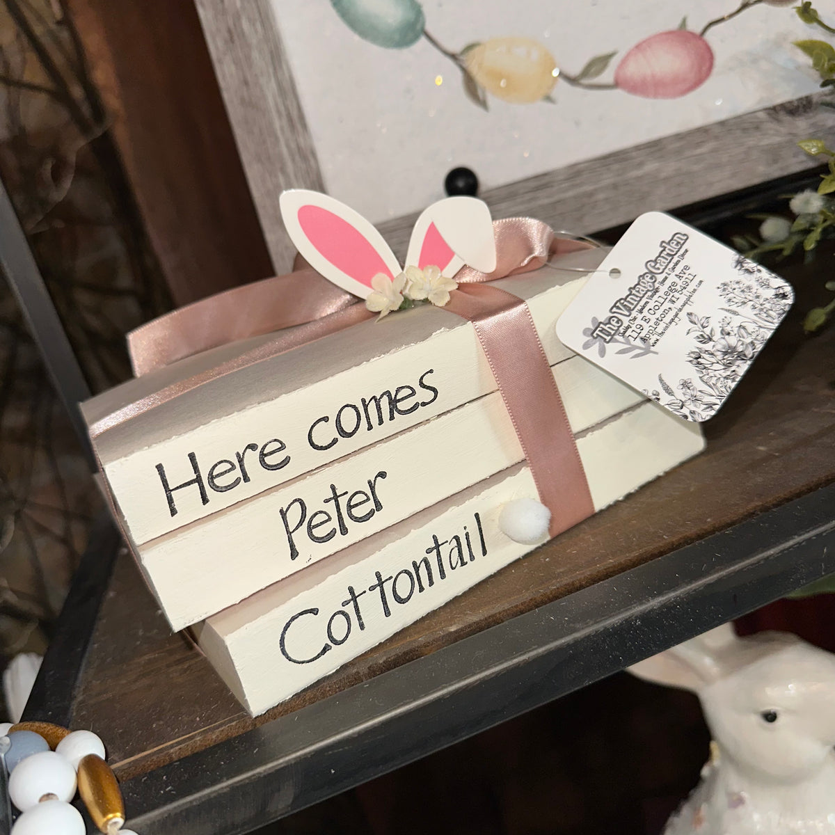 Peter Cottontail | Handstamped Book Stack