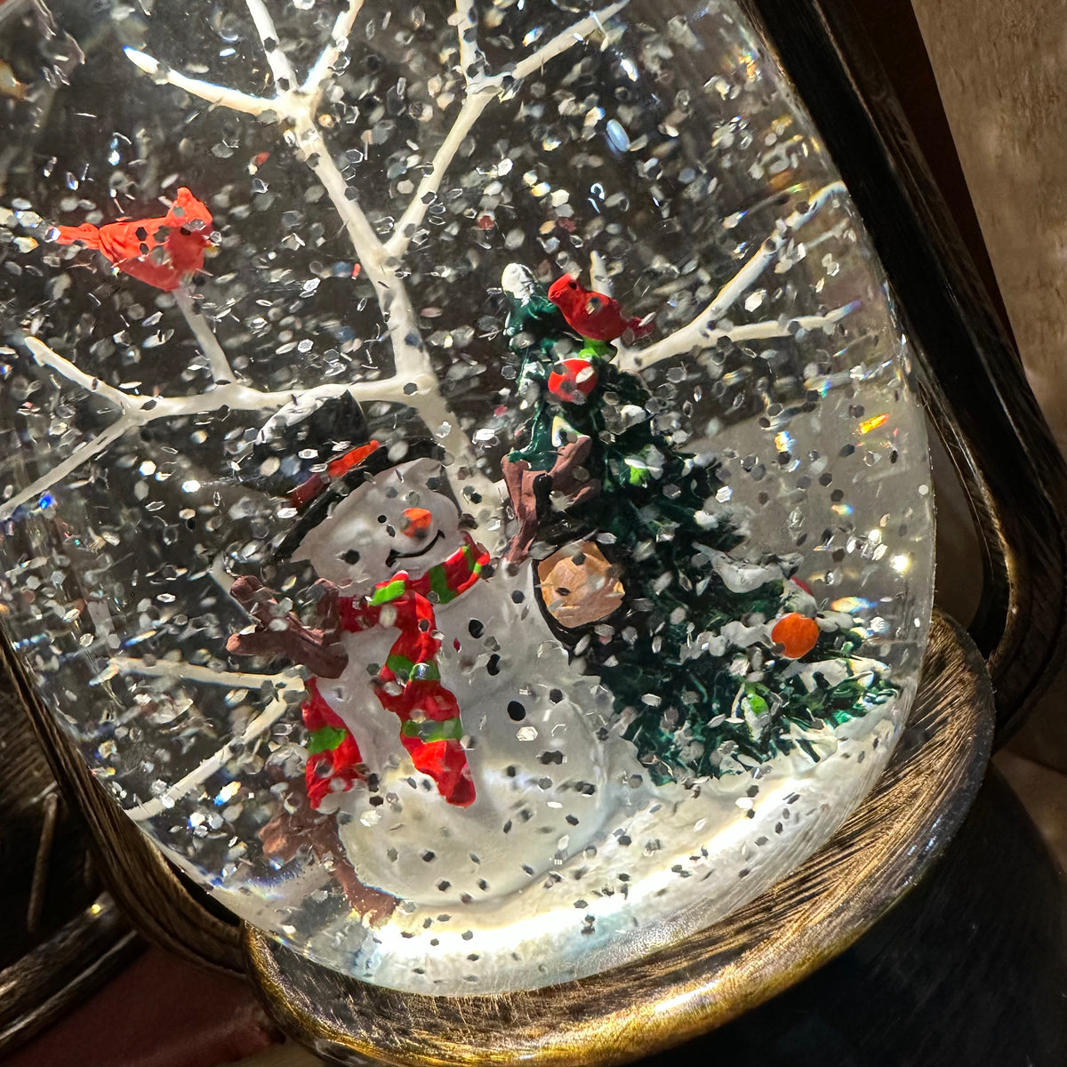 Winter Lantern Spinning Snow Globe | Battery Operated