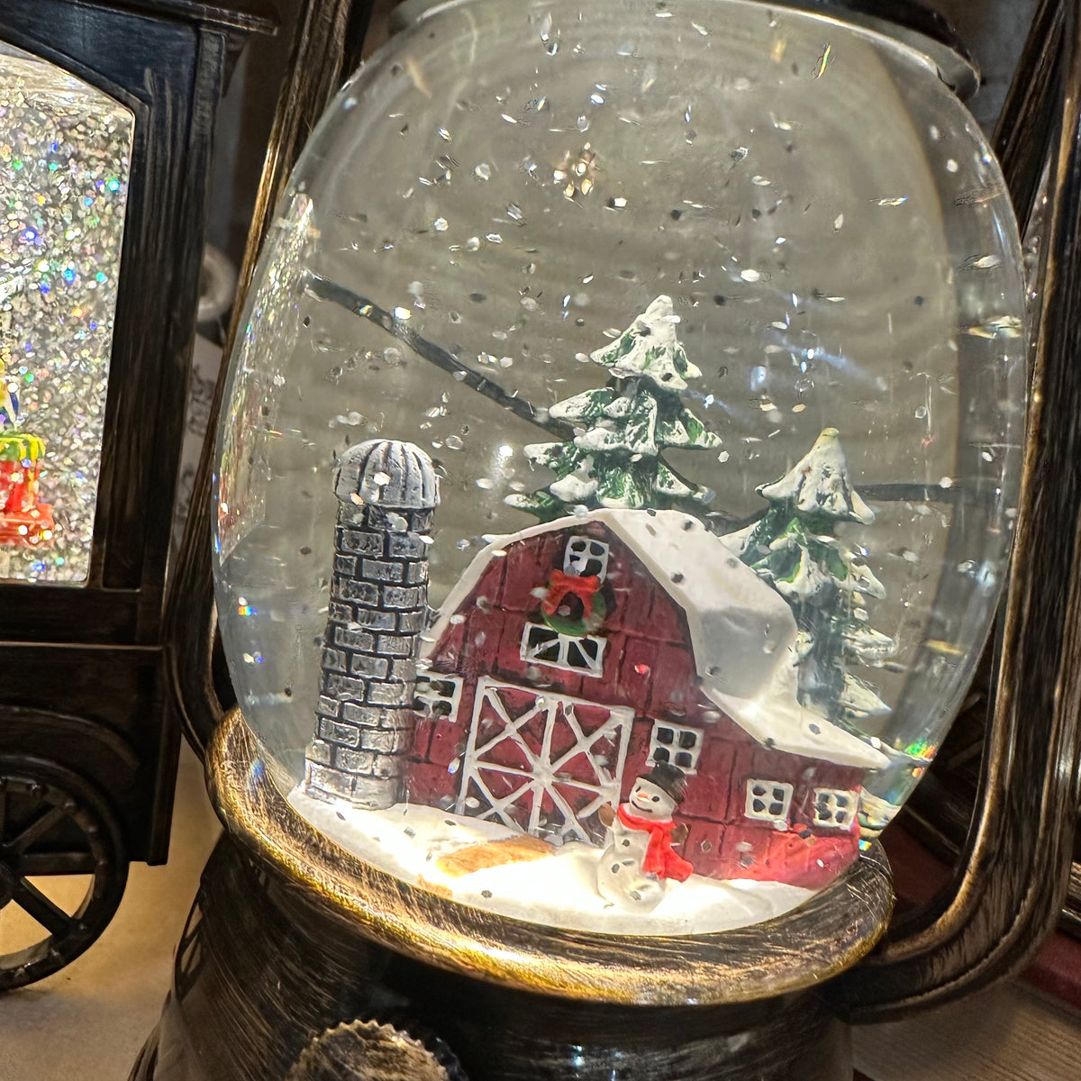 Winter Lantern Spinning Snow Globe | Battery Operated