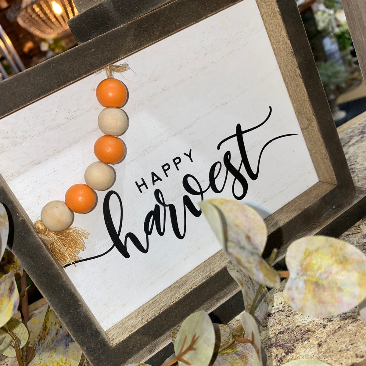 Reversible Beaded Harvest/Holiday Sign