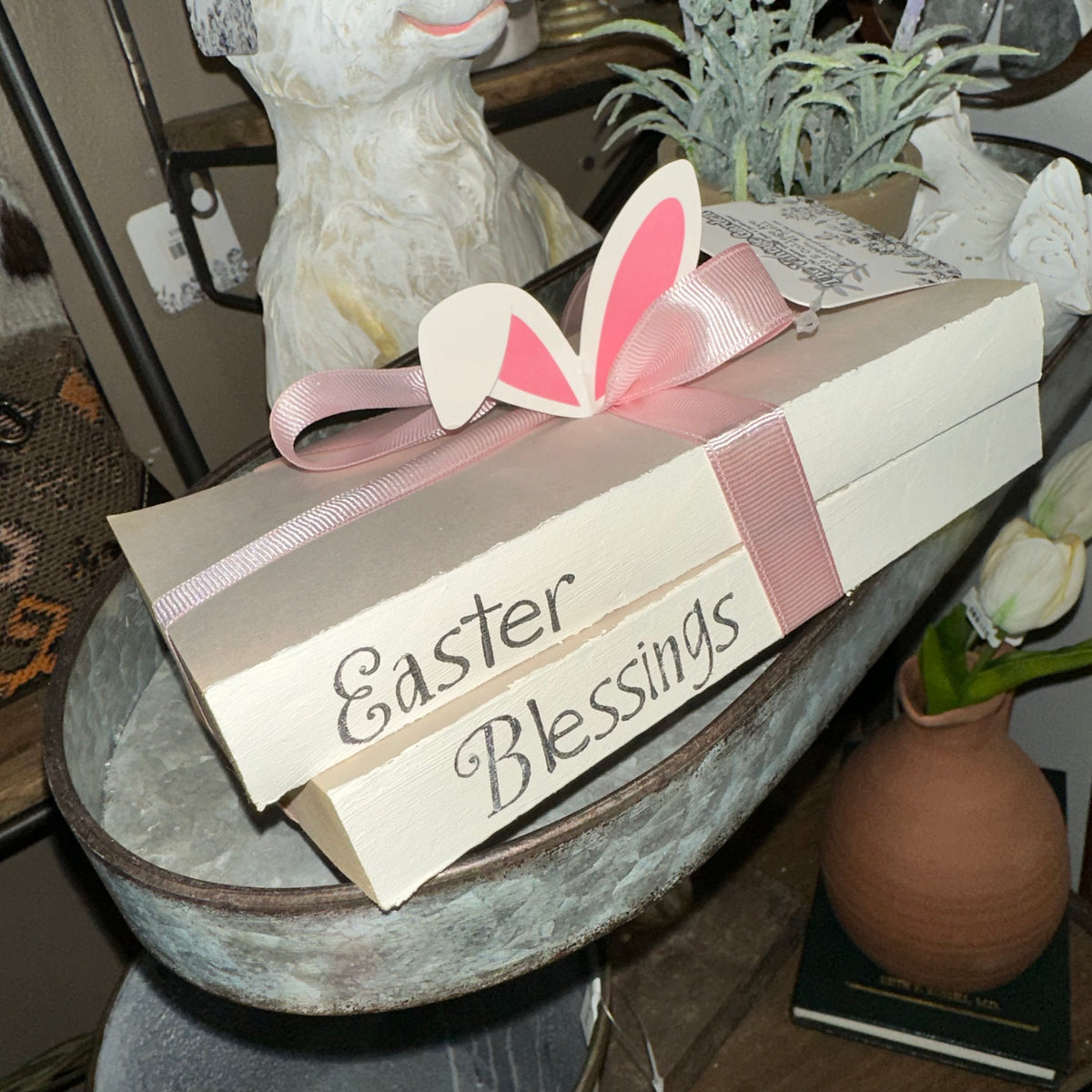 Easter Blessings | Handstamped Book Stack