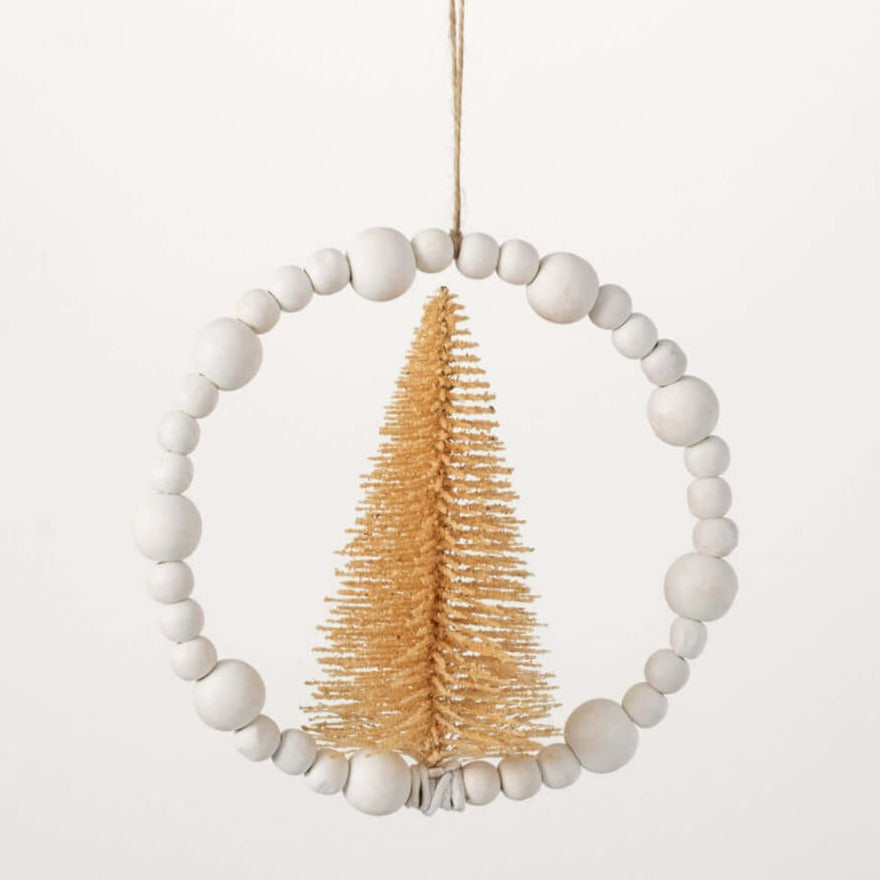 Bottle Brush Tree Beaded Circle | Ornament