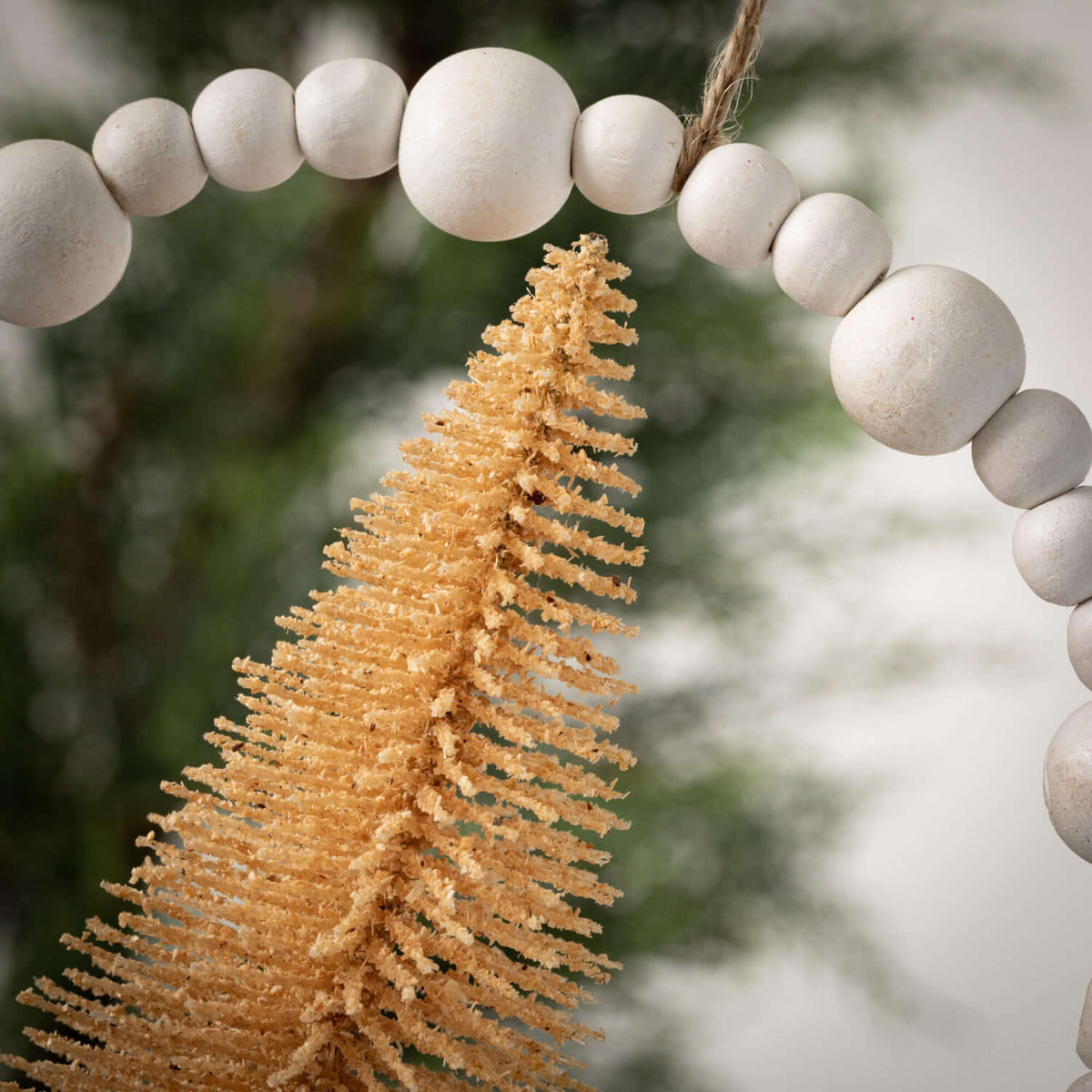 Bottle Brush Tree Beaded Circle | Ornament